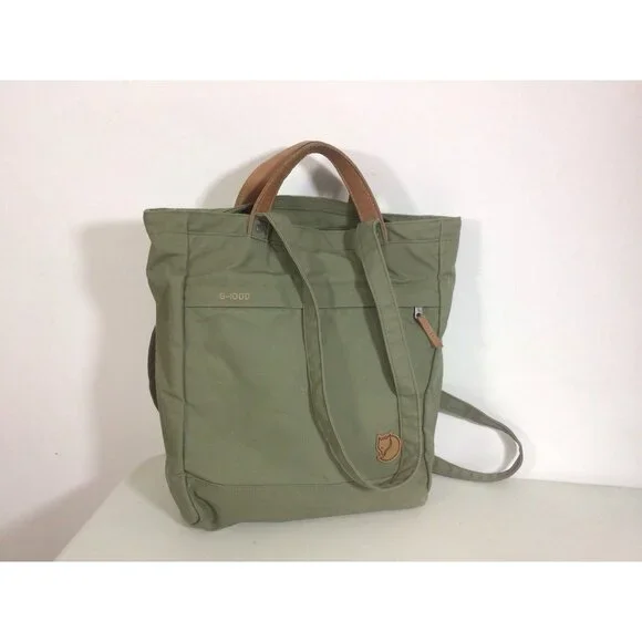 Fjallraven G-1000 Tote Bag Green Canvas Convertible Backpack - Picture 3 of 9